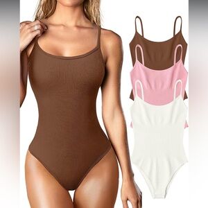 NWT Women's Sexy Ribbed Sleeveless Adjustable Strap Stretchy Shapewear Bodysuits